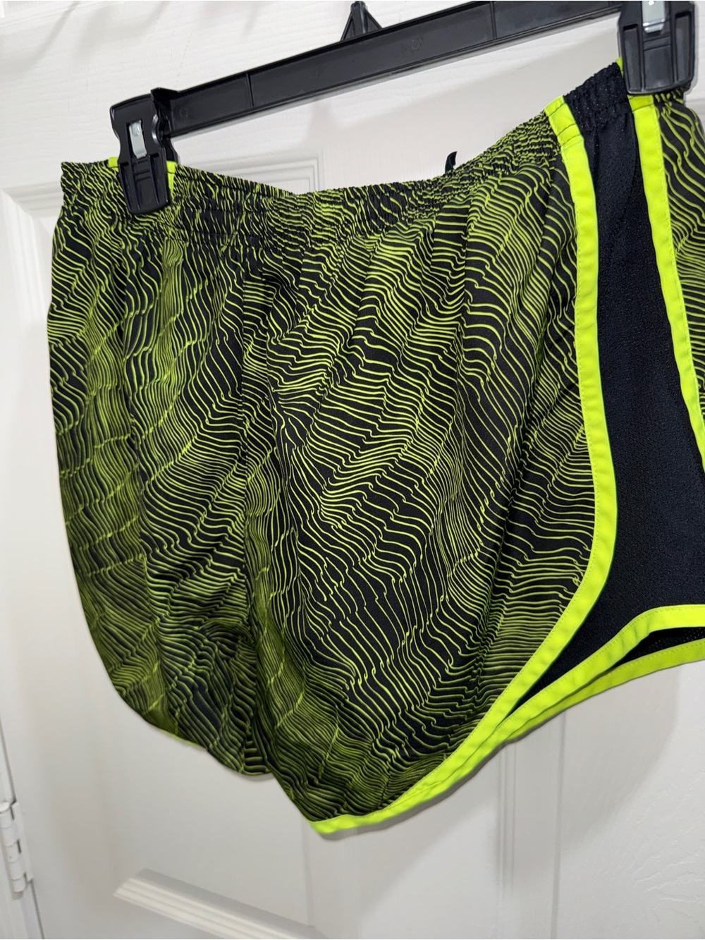 Nike Black and Neon Green Patterned Women's Shorts